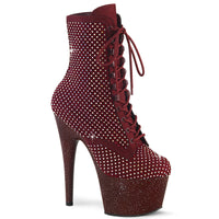 7 Inch Heel, 2 3/4 Inch Platform Lace-Up RS Mesh Ankle Boot, Side Zip - ADORE-1020RM