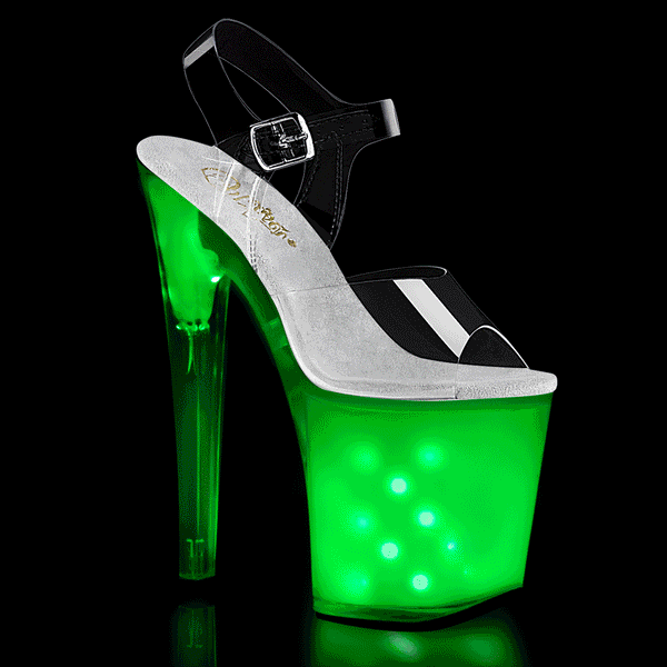 8 Inch Heel, 4 Inch Platform LED Illuminated Ankle Strap Sandal - ILLUMINATOR-808