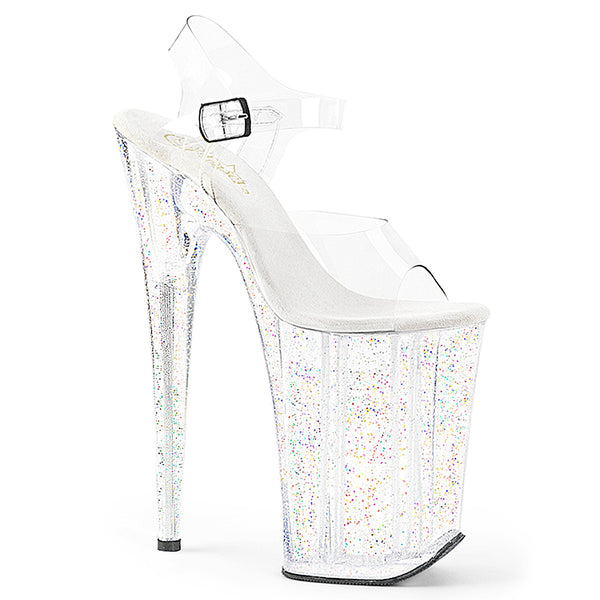 9 Inch Heel, 5 1/4 Inch Platform Ankle Strap Sandal w/Mini Glitter - INFINITY-908MG