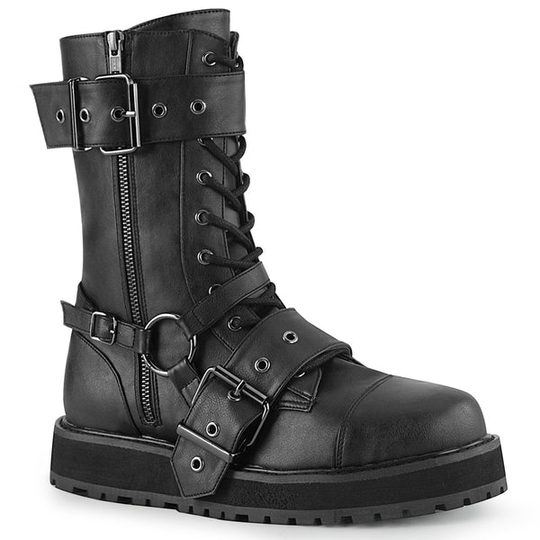 1 1/2 Inch Platform Lace-Up Mid-Calf Boot, Side Zip - VALOR-220