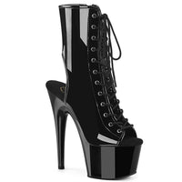 ADORE-1016 Black Patent Lace Up Pole Dancing Boot
