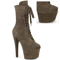 ADORE-1045VEL Platform Khaki Velvet Exotic Dancer Boots