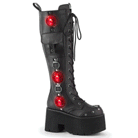 3 1/2 Inch Chunky Heel, 2 1/4 Inch Platform Lace-Up Knee High BT, Side Zip - BLAZE-202