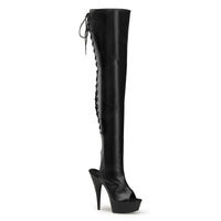 DELIGHT-3017 Black Faux Leather Sexy Thigh Boots