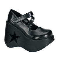 DYNAMITE-03 Black Star Cutout Wedge Mary Jane