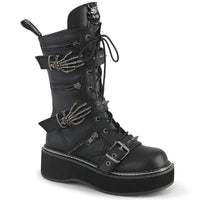2 Inch Platform Lace_up Mid-Calf Boot w/ 4 Buckle Straps, Side Zip - EMILY-82