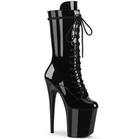 FLAMINGO-1050 Pleaser Shoes Black Patent Pole Dancing Boot
