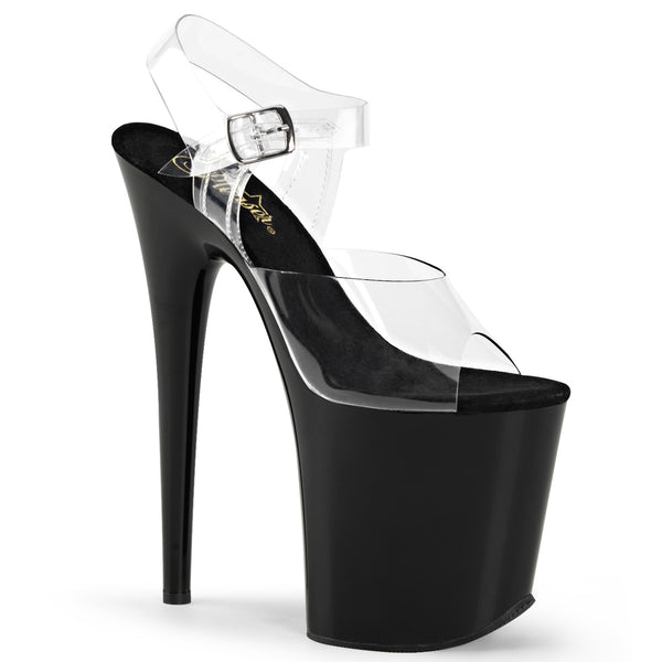 FLAMINGO-808 Clear Upper Black Platform Exotic Dancer Shoes