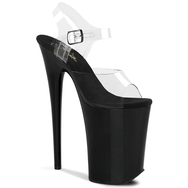 INFINITY-908 Pleaser Shoes Clear Upper Black Platform Shoe