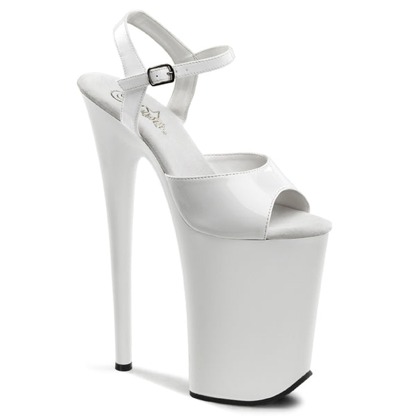INFINITY-909 Pleaser Shoes White Extremely High Heel Shoe
