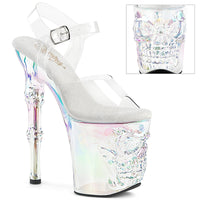 8 Inch Finger Bone Heel, 4 Inch Tinted Skull Platform Ankle Strap Sandal - RAPTURE-808HT