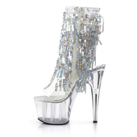 ADORE-1017SQF Pleaser Shoes Silver Sequin Platform Pole Dancing Boot