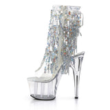 ADORE-1017SQF Pleaser Shoes Silver Sequin Platform Pole Dancing Boot