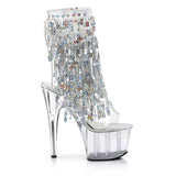 ADORE-1017SQF Pleaser Shoes Silver Sequin Platform Pole Dancing Boot