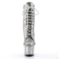 ADORE-1020G Pleaser Shoes Silver Glitter Stripper Boots