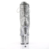 ADORE-1020G Pleaser Shoes Silver Glitter Stripper Boots