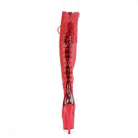 ADORE-3019 Pleaser Shoes Red Vegan Leather Thigh High Boot