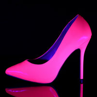 AMUSE-20 Pleaser Shoes Neon Pink Blacklight Reactive 80"s Pumps