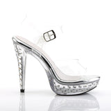 COCKTAIL-508SDT Clear Rhinestone Evening Shoes by Fabulicious Shoes