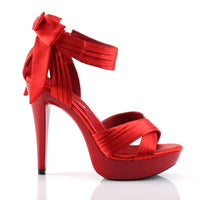 COCKTAIL-568 Red Satin Platform High Heel Evening Sandal