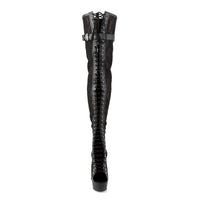 DELIGHT-3025ML Pleaser Shoes Black Lace Thigh High Stripper Boot