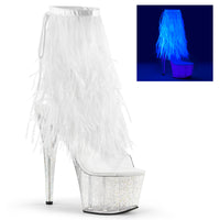 7 Inch Heel, 2 3/4 Inch Platform Marabou Fur Fringe Ankle Boot, Side Zip - ADORE-1017MFF