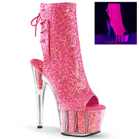 7 Inch Heel, 2 3/4 Inch Platform Blacklight Reactive Ankle Boot - ADORE-1018G