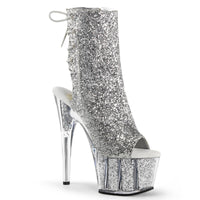 7 Inch Heel, 2 3/4 Inch Platform Glitter Ankle Boot, Side Zip - ADORE-1018G