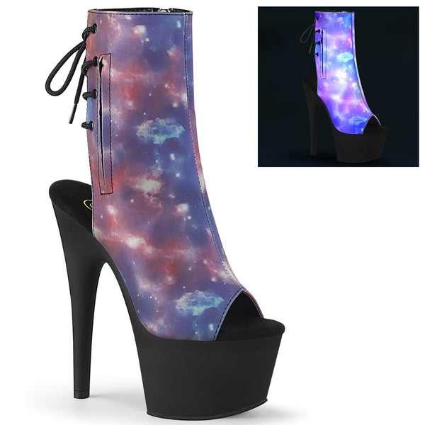 7 Inch Heel, 2 3/4 Inch Platform Open Toe/Heel Ankle Boot, Side Zip - ADORE-1018REFL