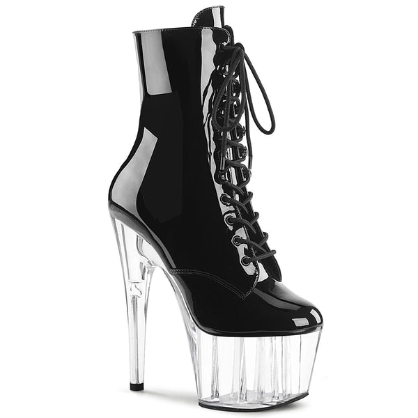 7 Inch Heel, 2 3/4 Inch Platform Lace-Front Ankle Boot, Side Zip - ADORE-1020