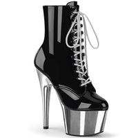 7 Inch Heel, 2 3/4 Inch Platform Lace-Up Front Ankle Boot, Side Zip - ADORE-1020