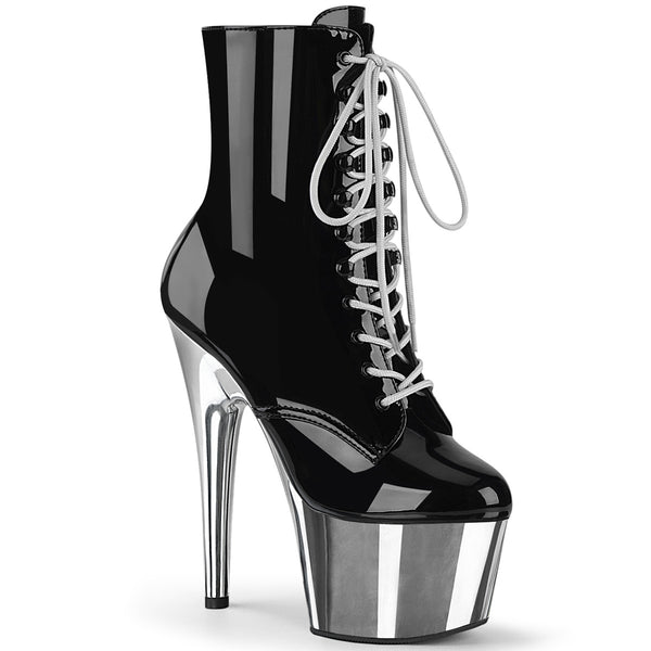 7 Inch Heel, 2 3/4 Inch Platform Lace-Up Front Ankle Boot, Side Zip - ADORE-1020