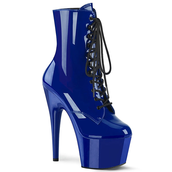 7 Inch Heel, 2 3/4 Inch Platform Lace-Up Front Ankle Boot, Side Zip - ADORE-1020