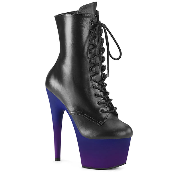 7 Inch Heel, 2 3/4 Inch Platform Lace-Up Ankle Boot, Side Zip - ADORE-1020BP