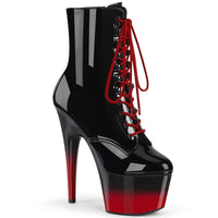 7 Inch Heel, 2 3/4 Inch Platform Two Tone Lace-Up Ankle Boot, Side Zip - ADORE-1020BR-H