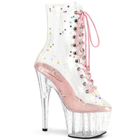 7 Inch Heel, 2 3/4 Inch Platform Lace-Up Front Ankle Boot, Side ZIp - ADORE-1020C-2