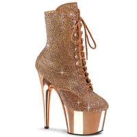 7 Inch Heel , 2 3/4 Inch Platform RS Embellished Ankle Boot, Side Zip - ADORE-1020CHRS