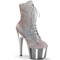 7 Inch Heel , 2 3/4 Inch Platform RS Embellished Ankle Boot, Side Zip - ADORE-1020CHRS