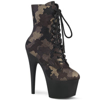 7 Inch Heel, 2 3/4 Inch Platform Lace-Up Front Ankle Boot, Side Zip - ADORE-1020CM