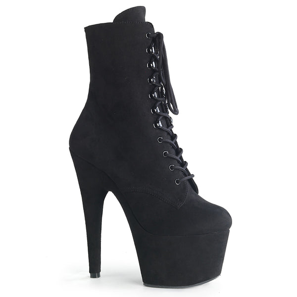 7 Inch Heel, 2 3/4 Inch Platform Lace-Up Ankle Boot, Side Zip - ADORE-1020FS