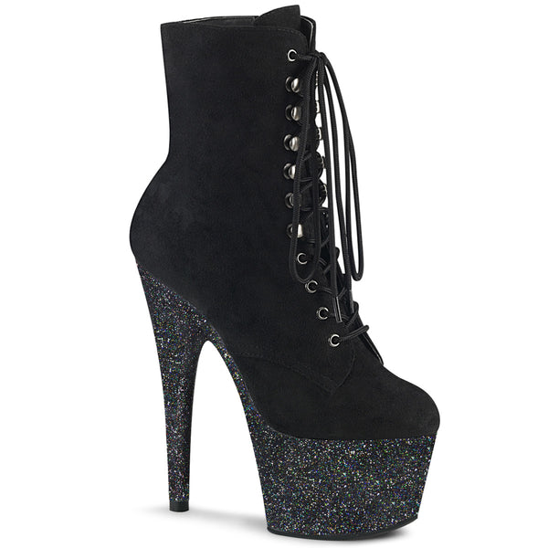 7 Inch Heel, 2 3/4 Inch Platform Lace-Up Front Ankle Boot, Side Zip - ADORE-1020FSMG
