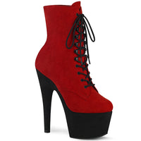 7 Inch Heel, 2 3/4 Inch Platform Two Tone Lace-Up Ankle Boot, Side Zip - ADORE-1020FSTT