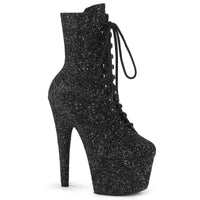 7 Inch Heel, 2 3/4 Inch Platform Lace-Up Glitter Ankle Boot, Side Zip - ADORE-1020GWR