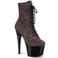 7 Inch Heel, 2 3/4 Inch Platform Lace-Up Front Ankle Boot, Side Zip - ADORE-1020LG