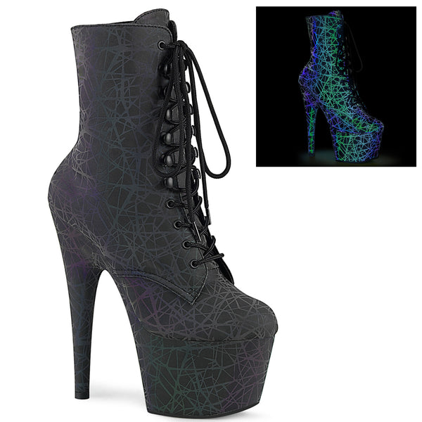 7 Inch Heel, 2 3/4 Inch Platform Lace-Up Front Ankle Boot, Side Zip - ADORE-1020REFL