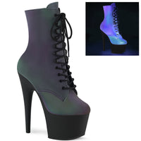 7 Inch Heel, 2 3/4 Inch Platform Lace-Up Ankle Boot, Side Zip - ADORE-1020REFL