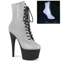 7 Inch Heel, 2 3/4 Inch Platform Lace-Up Front Ankle Boot, Side Zip - ADORE-1020REFL
