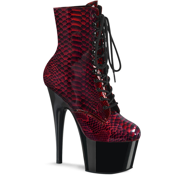 7 Inch Heel, 2 3/4 Inch Platform Lace-Up Front Ankle Boot, Side Zip - ADORE-1020SP