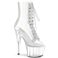 7 Inch Heel, 2 3/4 Inch Platform Peep Toe Lace-Up Front Ankle Boot w/RS - ADORE-1021C-2