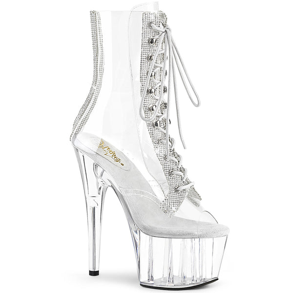 7 Inch Heel, 2 3/4 Inch Platform Peep Toe Lace-Up Front Ankle Boot w/RS - ADORE-1021C-2